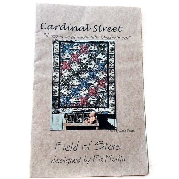 Field of Stars Quilt Sewing Pattern 53" x 68" Pieced Bordered Cardinal Street - Picture 1 of 8